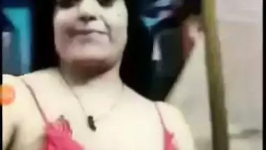 Booby bhabhi stripping off red night gown