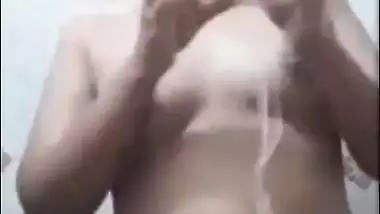 Cute topless bhabhi in bathroom shows small boobs