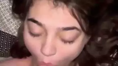White Indian naked babe sucks the thick dick of her lover