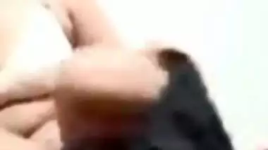 Horny wife fingering live on a video call with ex-lover