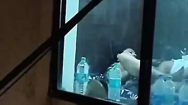 Caught through the window in hotel with bhabhi pussy lick