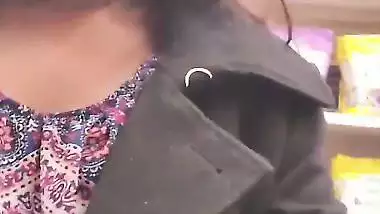 Cute and Sexy Tamil Girl Showing Boobs In Shopping Mall