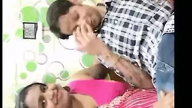 Cute wife tempting husband to suck her huge boobs